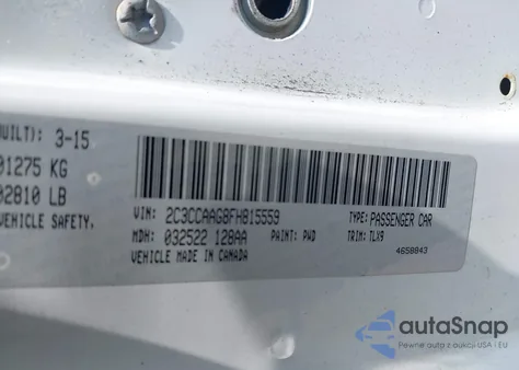 2015 Chrysler 300 Limited from USA, damaged, VIN 2C3CCAAG8FH815559